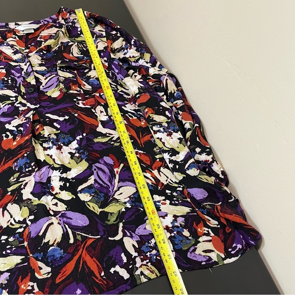 CJ Banks Floral Print V-Neck Blouse - Picture 10 of 11